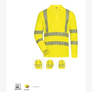 UV- und Warnschutz Langarm Polo-Shirt gelb EN ISO 20471/2, EN 13758-2- elysee®