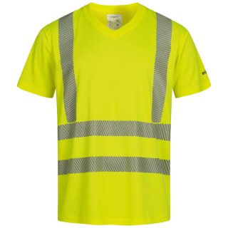 Warnschutz-T-Shirt - fluoreszierend gelb - elysee® nature mit V-Ausschnitt