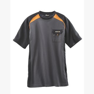 Arbeits-T-Shirt atmungsaktiv, dunkelgrau/schwarz/orange